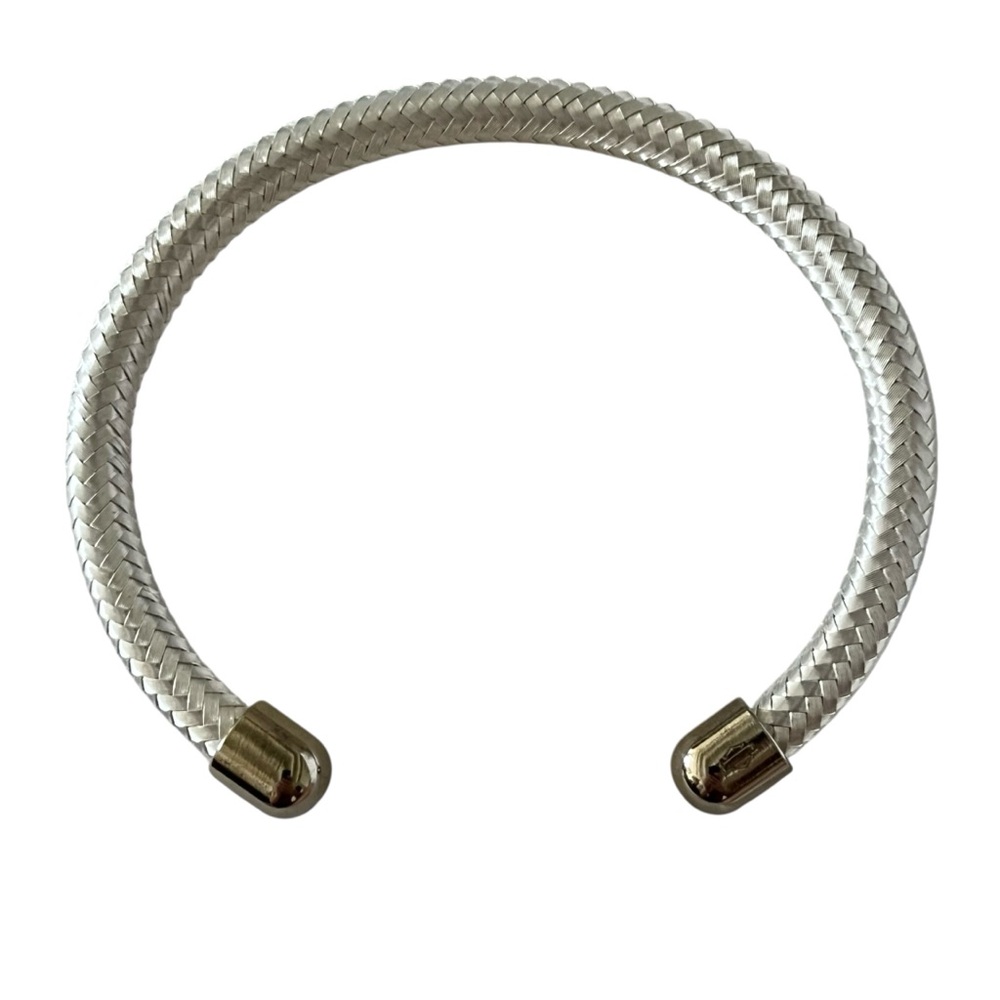 Vintage Harley Davidson Vrod Silver Plated Stainless Woven Cable Bracelet Bangle - Picture 2 of 11